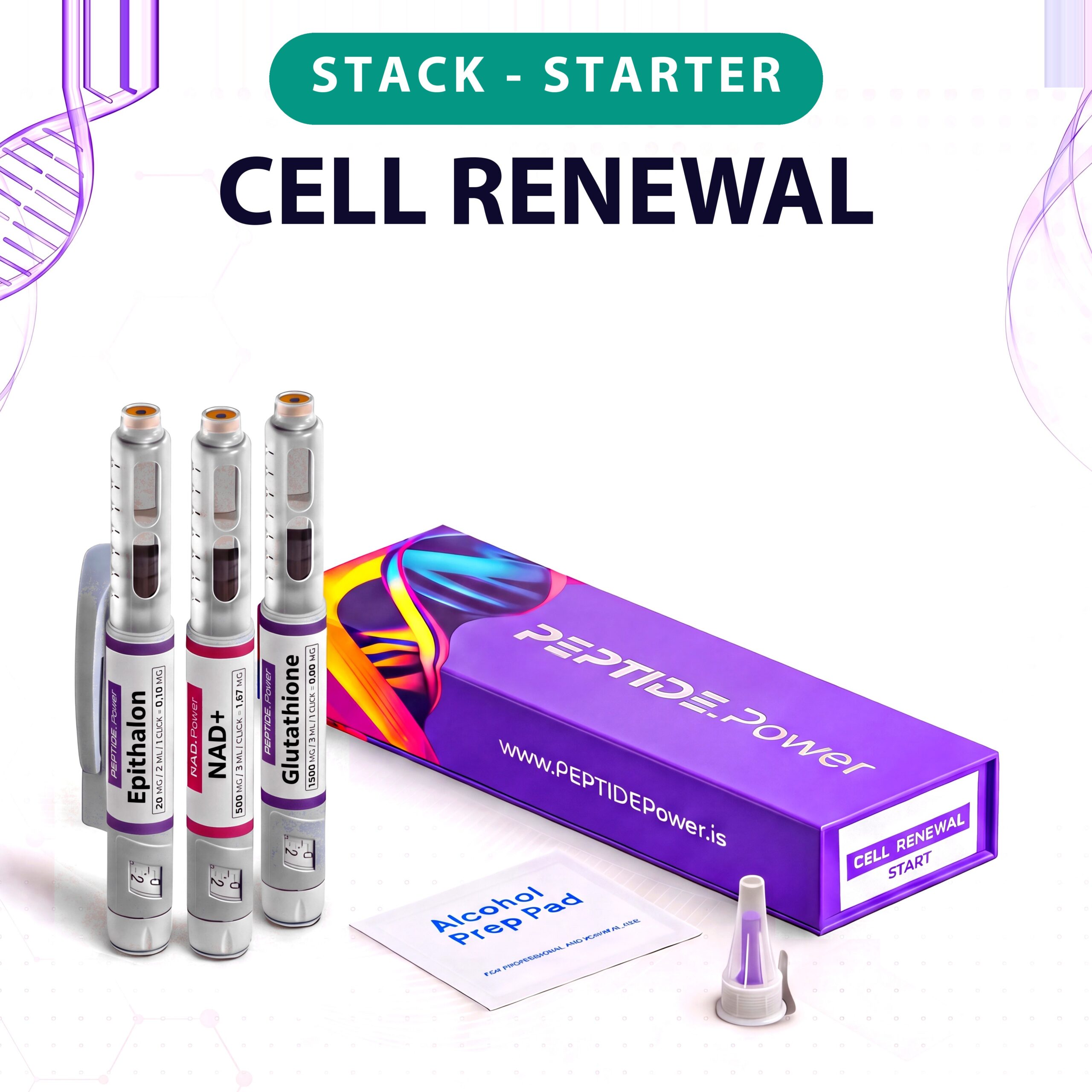 Cell Renewal - Start - PEPTIDE.Power Cell Renewal - Start - Research Peptide Vial Kit, 99%+ Purity (CoA) | PEPTIDE.Power