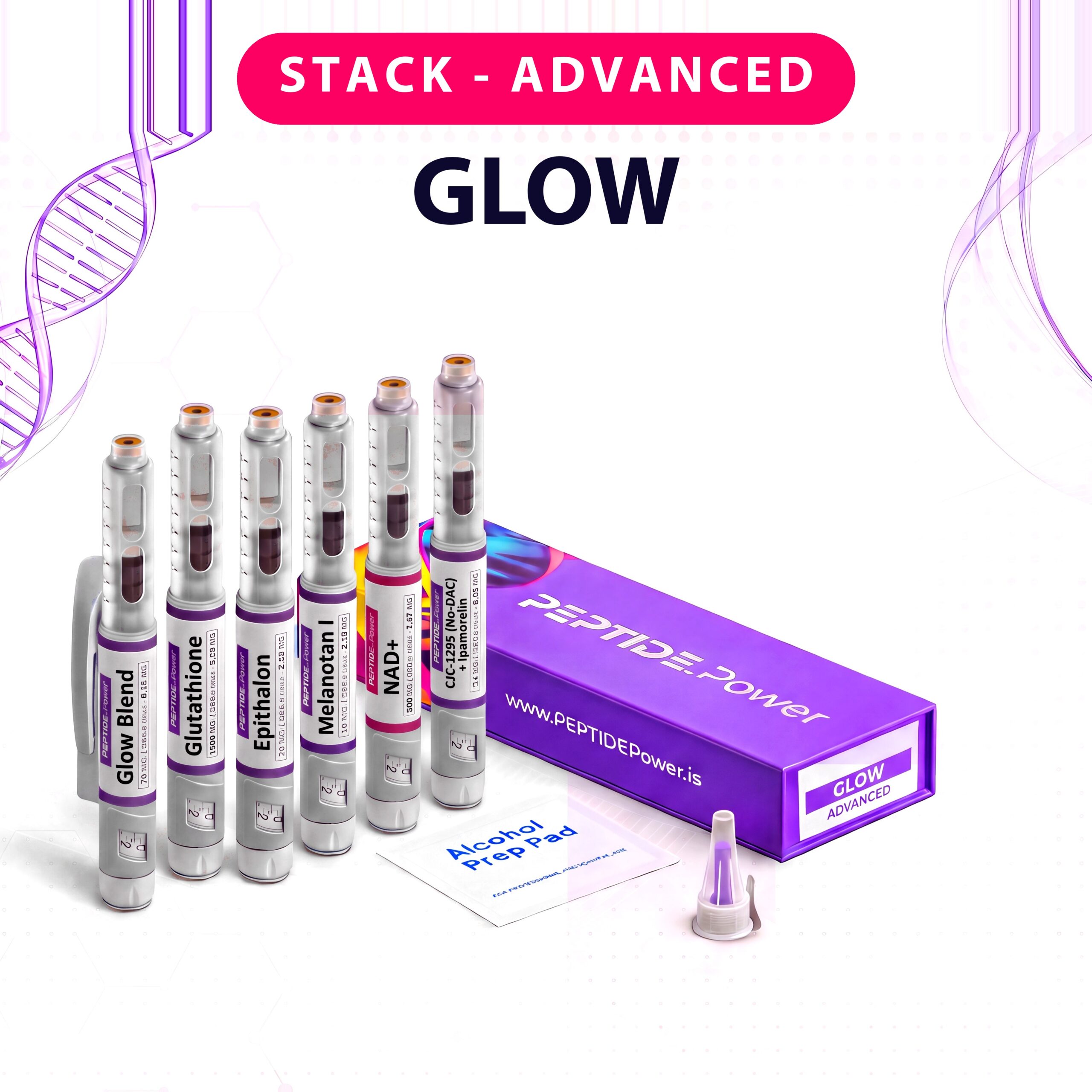 Glow - Advanced - PEPTIDE.Power Glow - Advanced - Research Peptide Vial Kit, 99%+ Purity (CoA) | PEPTIDE.Power