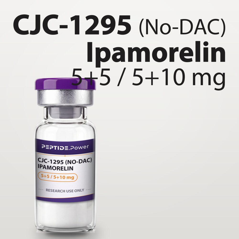 CJC-1295 (No-DAC) + Ipamorelin: 5 mg + 5 mg / 5 mg + 10 mg - Research Peptide Vial Kit, 99%+ Purity (CoA) | PEPTIDE.Power
