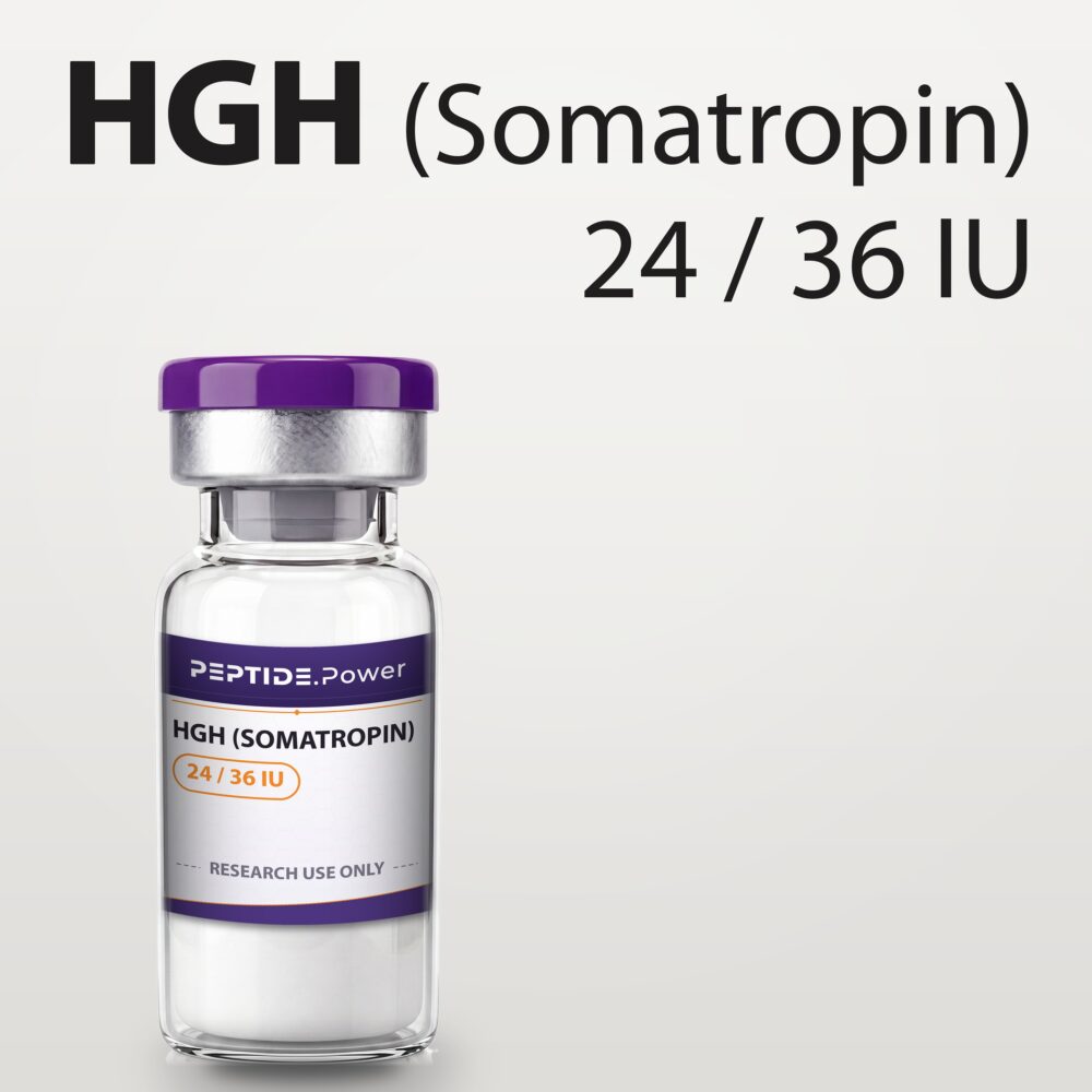 HGH (Somatropin): Pack 108 IU (3 x 36 IU) / 24 IU / 36 IU - Research Peptide Vial Kit, 99%+ Purity (CoA) | PEPTIDE.Power